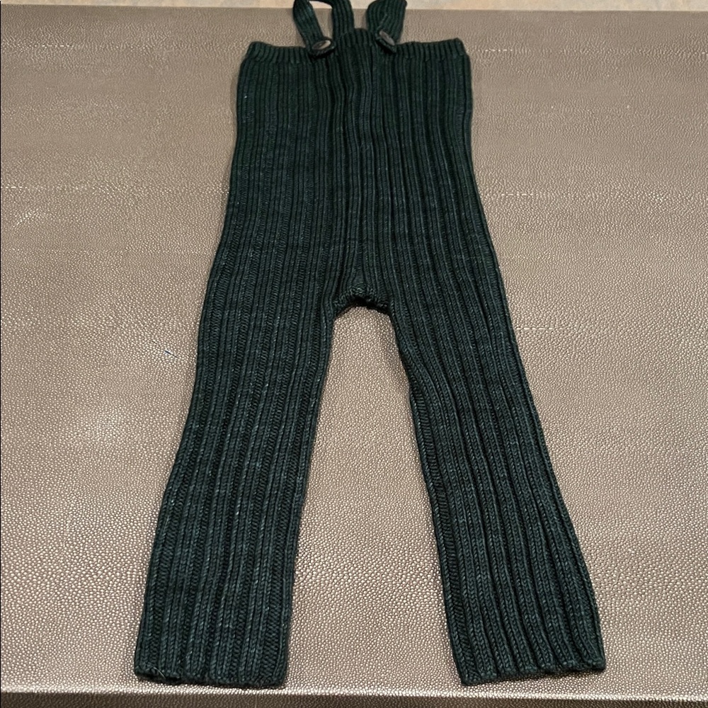 Laurel Longies Ribbed Knit Overalls - Green
